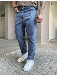 ανδρικό μπλε σταθερό loose jean πεντάτσεπο με φερμουάρ 2023n