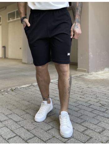 ndc ανδρική μαύρη βαμβακερή βερμούδα με τύπωμα 222999