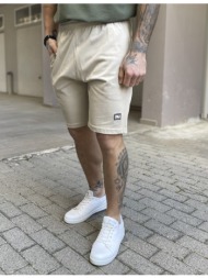 ndc ανδρική μπεζ βαμβακερή βερμούδα με τύπωμα 222999b