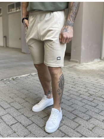 ndc ανδρική μπεζ βαμβακερή βερμούδα με τύπωμα 222999b