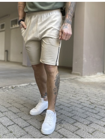 ndc ανδρική μπεζ βαμβακερή βερμούδα με τύπωμα 222977b