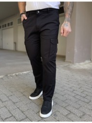 ανδρικό cargo ίσιο μαύρο υφασμάτινο παντελόνι bo1682
