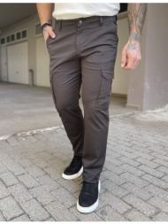 ανδρικό cargo ίσιο γκρι υφασμάτινο παντελόνι bo1682g