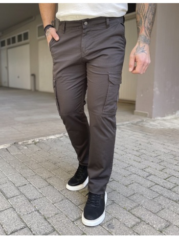 ανδρικό cargo ίσιο γκρι υφασμάτινο παντελόνι bo1682g