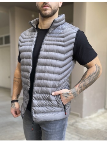 ανδρικό γκρι αμάνικο μπουφάν καπιτονέ 3417g