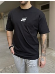 ανδρικό βαμβακερό μαύρο oversized t-shirt με τύπωμα 17464
