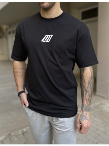 ανδρικό βαμβακερό μαύρο oversized t-shirt με τύπωμα 17464