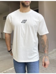 ανδρικό βαμβακερό λευκό oversized t-shirt με τύπωμα 17465