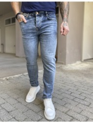 ανδρικό μπλε χλώριο πεντάτσεπο τζιν παντελόνι ίσιο με κουμπιά 3ln1104