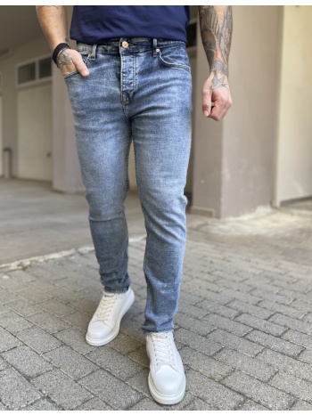 ανδρικό μπλε χλώριο πεντάτσεπο τζιν παντελόνι ίσιο με