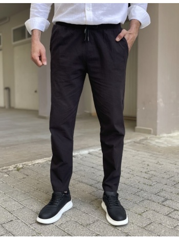 marrakech ανδρικό μαύρο υφασμάτινο παντελόνι με λάστιχο