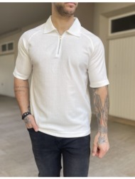 marrakech ανδρική εκρού ριπ κοντομάνικη πουκαμίσα με φερμουάρ gml2419e