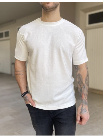 marrakech ανδρική εκρού ανάγλυφη κοντομάνικη μπλούζα