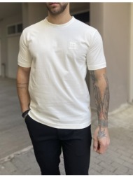 marrakech ανδρική εκρού βαμβακερή κοντομάνικη μπλούζα με ανάγλυφο τύπωμα tst2462e