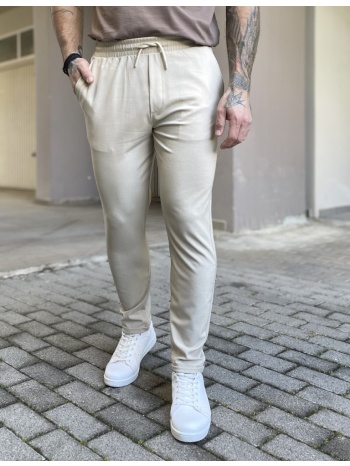ανδρικό μπεζ υφασμάτινο παντελόνι loose fit fcl005