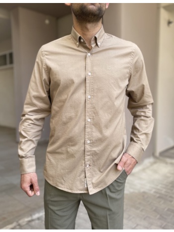 ανδρικό καφέ πουκάμισο με γιακά 1445k