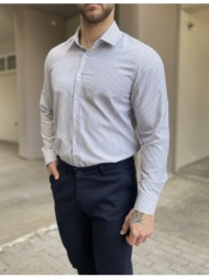 ανδρικό πουκάμισο με γιακά λευκό με μπλε ρίγα 2097b