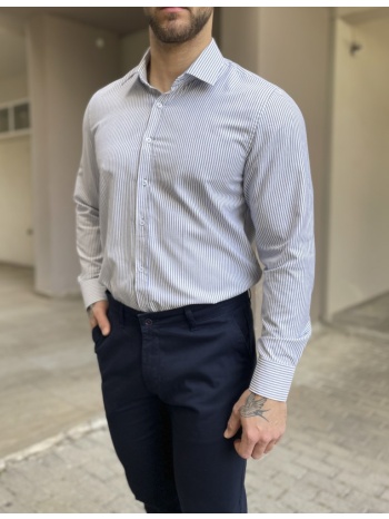 ανδρικό πουκάμισο με γιακά λευκό με μπλε ρίγα 2097b