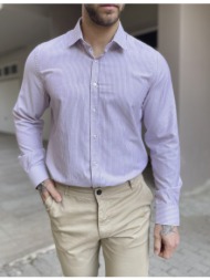 ανδρικό πουκάμισο με γιακά λευκό με μπορντό ρίγα 2097