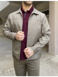 ανδρικό ανοιχτό λαδί ελαφρύ jacket με γιακά d1920