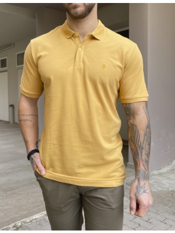 ανδρική κίτρινο βαμβακερή κοντομάνικη μπλούζα polo t621k