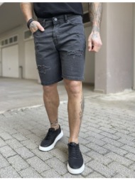 ανδρική ανθρακί τζιν βερμούδα με σκισίματα 40204