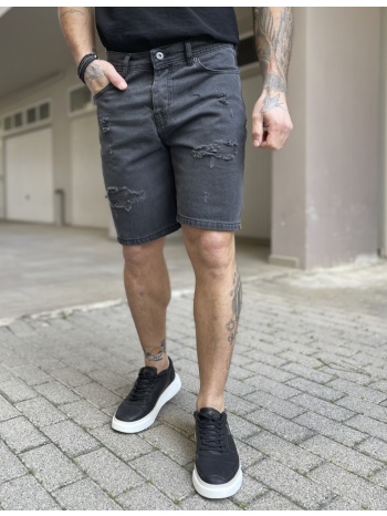 ανδρική ανθρακί τζιν βερμούδα με σκισίματα 40204