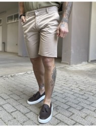 ανδρική μπεζ υφασμάτινη chinos βερμούδα 2422