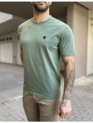 ανδρικό βαμβακερό πράσινο πλυμένο παλαιωμένο t-shirt με μικρό λογότυπο tpm1071p