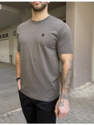 ανδρικό βαμβακερό ανθρακί πλυμένο παλαιωμένο t-shirt με μικρό λογότυπο tpm1071a