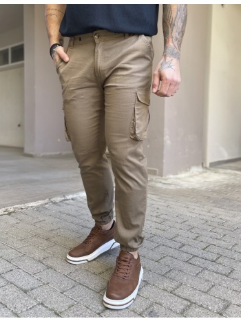 ανδρικό cargo καφέ παντελόνι υφασμάτινο με λάστιχο bc51201b