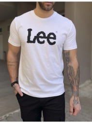 lee wobbly logo tee ανδρικό μπλουζάκι λευκό l65qai12
