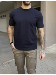 marrakech ανδρική μπλε βαμβακερή κοντομάνικη μπλούζα με ανάγλυφο τύπωμα tst2462b