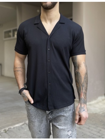 ανδρικό μαύρο κοντομάνικο πουκάμισο tst1310m