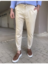 ανδρικό μπεζ υφασμάτινο παντελόνι με πιέτα pnt5013b