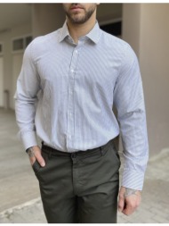 ανδρικό πουκάμισο με γιακά λευκό με γκρι ρίγα 2097g