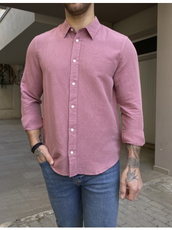lee μακρυμάνικo λινό πουκάμισο ροζ 112363906