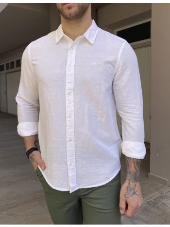 lee μακρυμάνικo λινό πουκάμισο λευκό 112364230