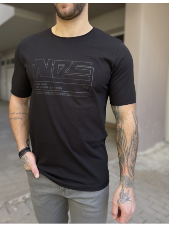 ndc ανδρική μαύρη βαμβακερή κοντομάνικη μπλούζα με λογότυπο