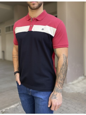 everbest κοντομάνικη μπλούζα με μπλε-ροζ διχρωμία και πόλο