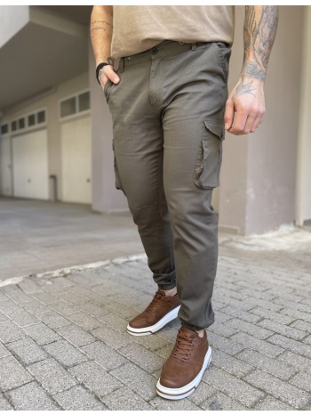 ανδρικό cargo χακί παντελόνι υφασμάτινο με λάστιχο bc51201x