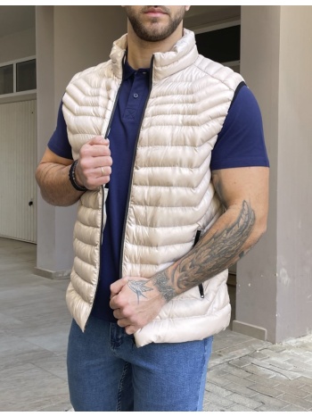 ανδρικό μπεζ αμάνικο μπουφάν καπιτονέ 3417b