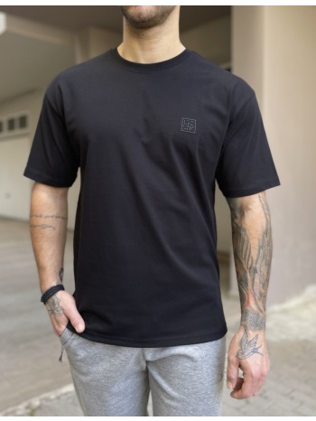 ανδρικό βαμβακερό μαύρο oversized t-shirt με τύπωμα 17458