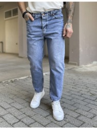 ανδρικό μπλε loose τζιν ξεβαμμένο πεντάτσεπο με φθορές και κουμπιά 2477