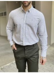 ανδρικό γκρι ριγέ πουκάμισο με γιακά 1564g