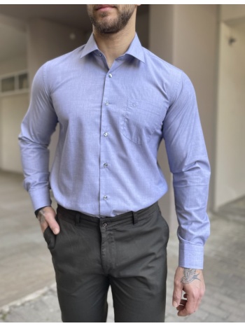ανδρικό γαλάζιο πουκάμισο με γιακά και τσέπη στο στήθος