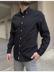 ανδρικό μαύρο πουκάμισο με γιακά 1445