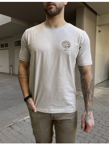 ndc ανδρική γκρι βαμβακερή φλάμα κοντομάνικη μπλούζα με