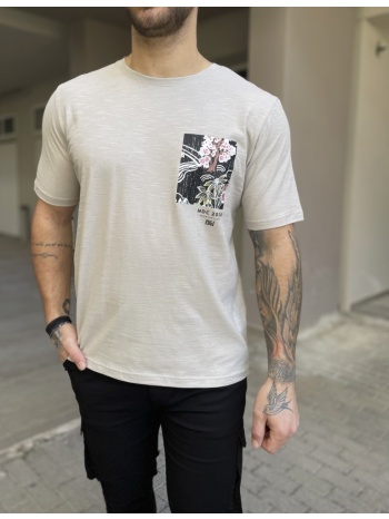 ndc ανδρική γκρι βαμβακερή φλάμα κοντομάνικη μπλούζα με