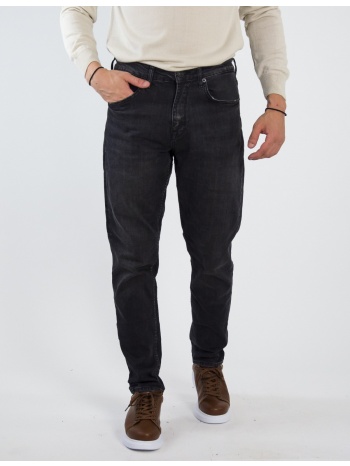 ανδρικό μαύρο τζιν boyfriend παντελόνι με ελαφρύ ξέβαμμα